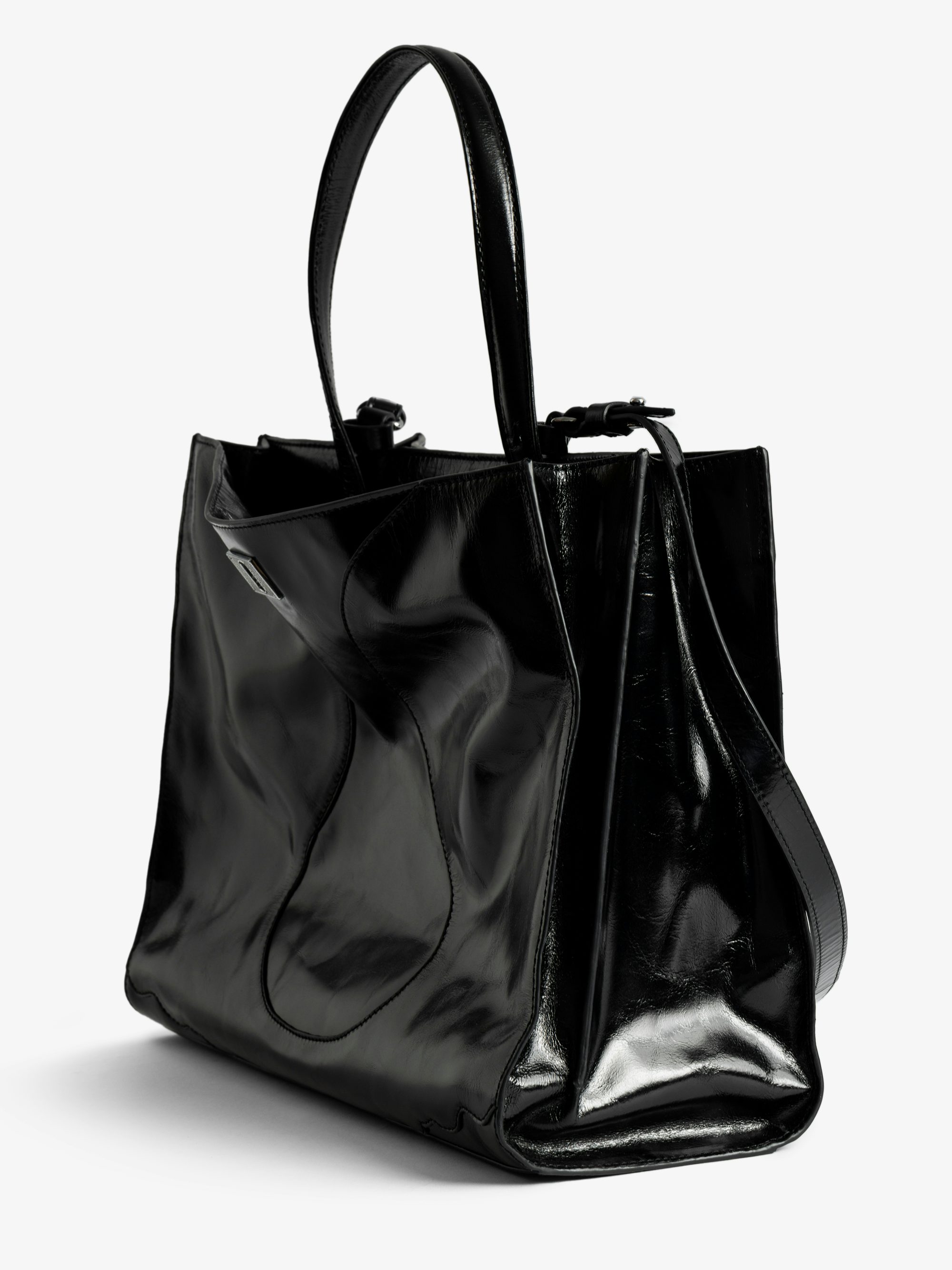 Jack Vintage Patent Bag - Vintage-effect leather bag adorned with a signature clasp, featuring two compartments, a handle and an adjustable strap.